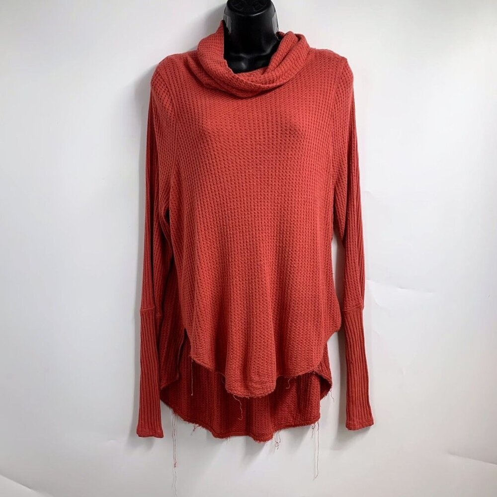 Free People Women's Drippy‎ Thermal Kristina Cayenne Thermal Pullover Size M